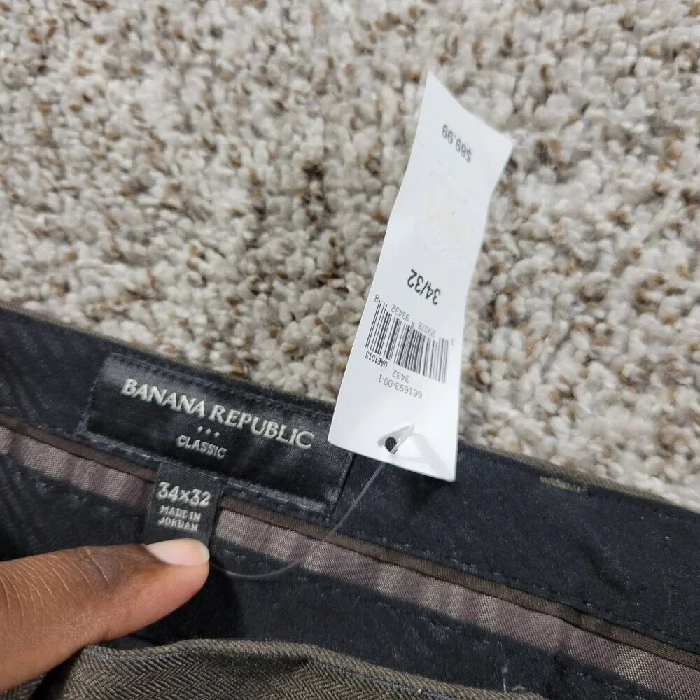 Banana Republic Pants Mens 35x32 Tag 34x32 Brown Pinstripe Poly Blend Tags